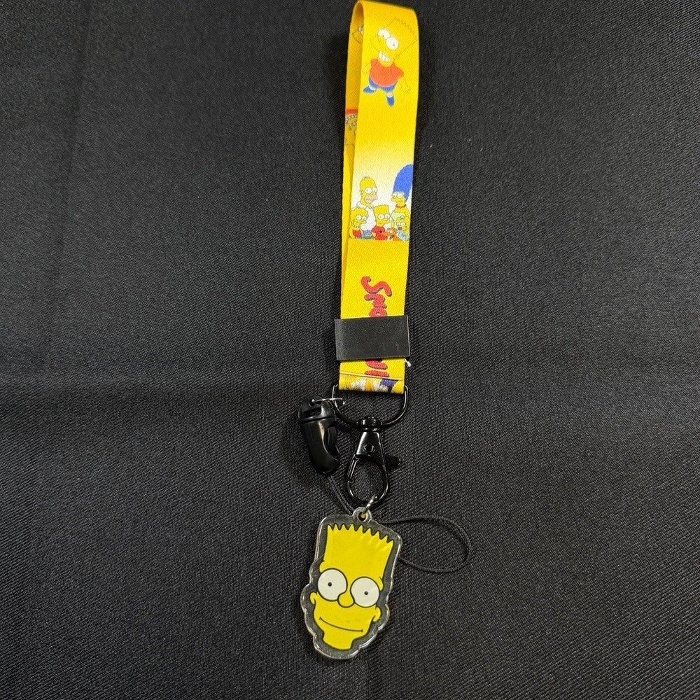 The Simpsons Bart Simpson Yellow Wrist Lanyard Keychain Charm Strap